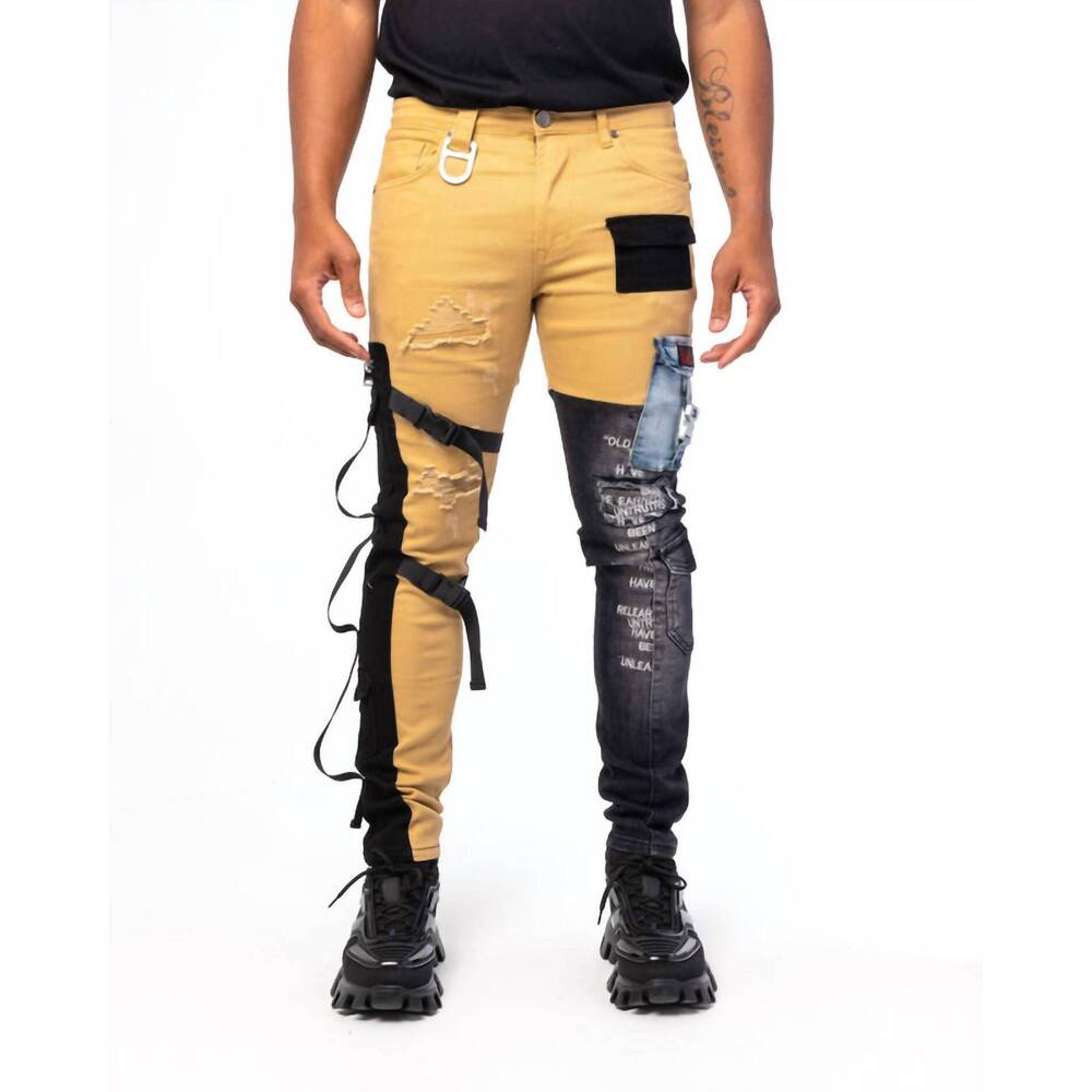 NEW GALA cargo denim jeans in khaki/black
